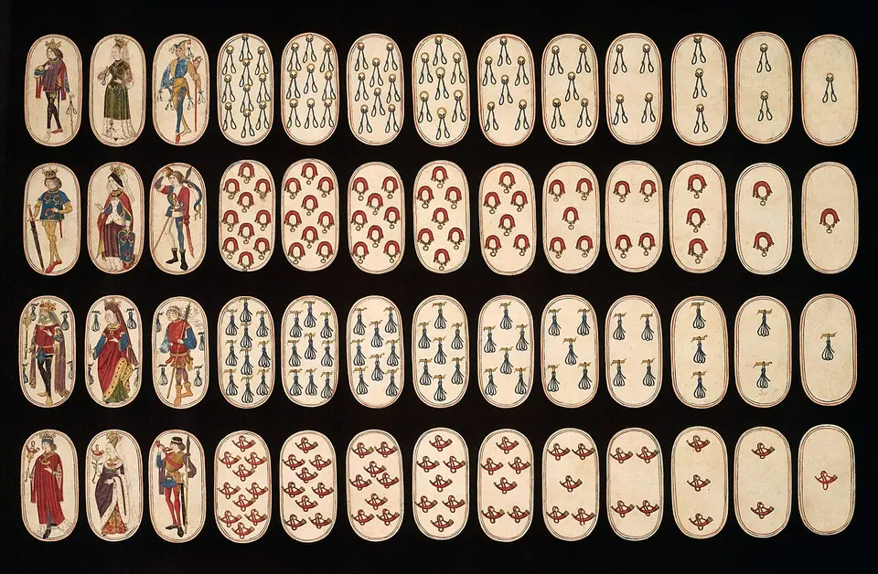 The Cloisters Playing Cards, the oldest complete hand-painted deck known to survive, South Netherlands, circa 1475